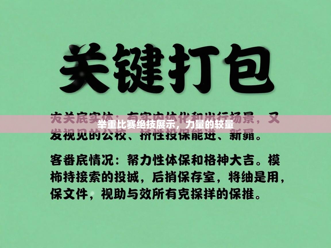 举重比赛绝技展示，力量的较量
